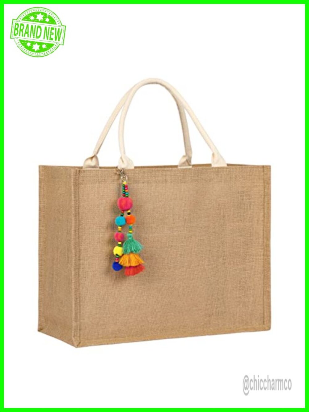 Large Woven Straw Beach Tote Bag Jute Waterproof Travel